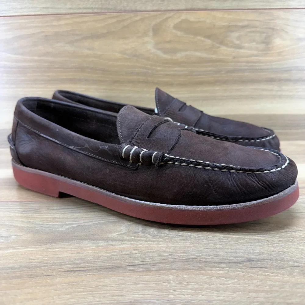 Weejuns GH Bass‎ Waldo Mens 13 D Mocha Brown Nubuck Loafer